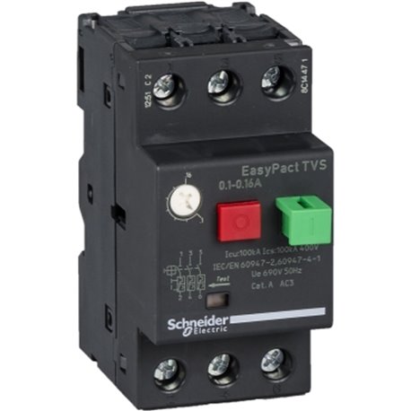 SCHNEIDER, 0.16A, GZ1-E with Pushbutton control for ETVS CB for Motor Protection 