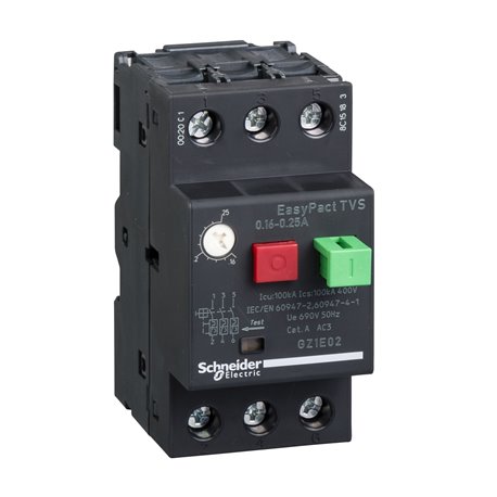 SCHNEIDER, 0.25A, GZ1-E with Pushbutton control for ETVS CB for Motor Protection 