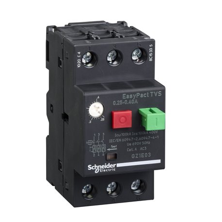 SCHNEIDER, 0.40A, GZ1-E with Pushbutton control for ETVS CB for Motor Protection 