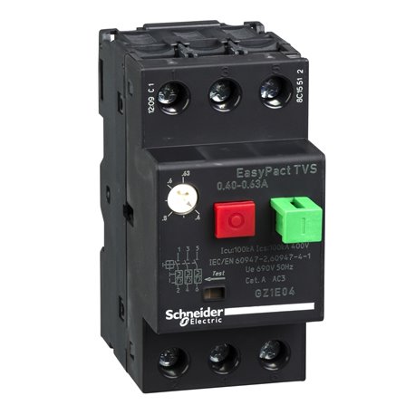 SCHNEIDER, 0.63A, GZ1-E with Pushbutton control for ETVS CB for Motor Protection 