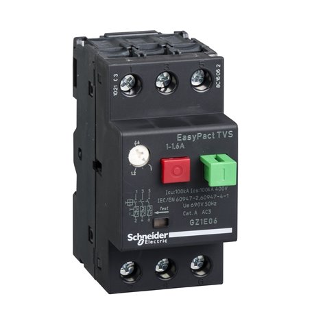 SCHNEIDER, 1.6A, GZ1-E with Pushbutton control for ETVS CB for Motor Protection 