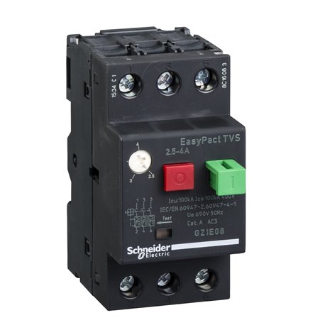 SCHNEIDER, 4A, GZ1-E with Pushbutton control for ETVS CB for Motor Protection 