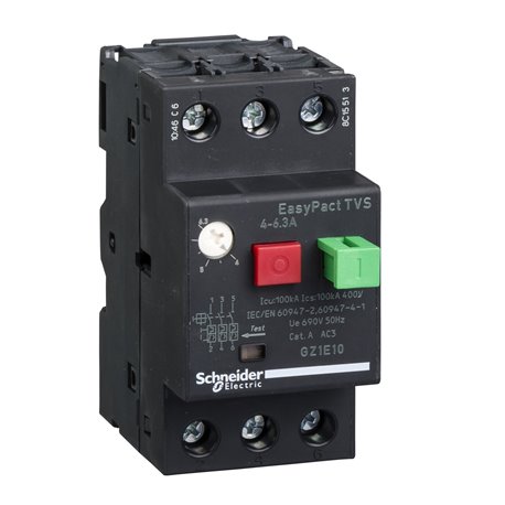 SCHNEIDER, 6.3A, GZ1-E with Pushbutton control for ETVS CB for Motor Protection 