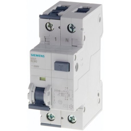 SIEMENS, 10A, 2 Pole, 30mA, Betagard 5SU1, class AC RCB