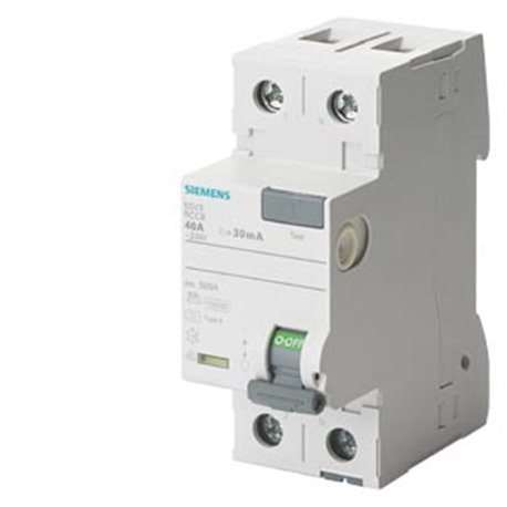 SIEMENS, 40A, 2 Pole, 30mA, Betagard 5SV, class AC RCCB