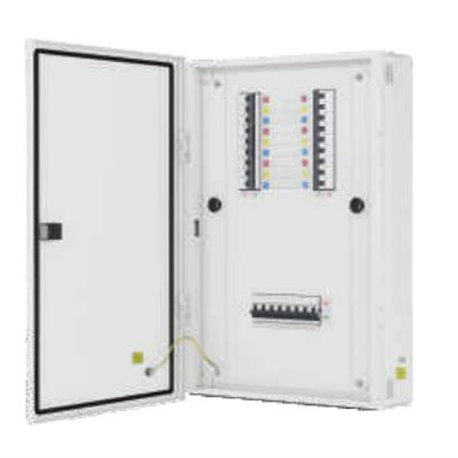 L&T, IP43-Metal Door, 16 way Vertical TPN DB with Modular Incomer