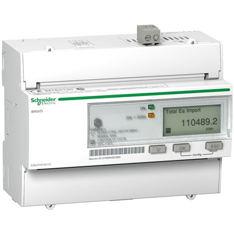 SCHNEIDER, 125A, iEM33xx DIN RAIL POWER METER