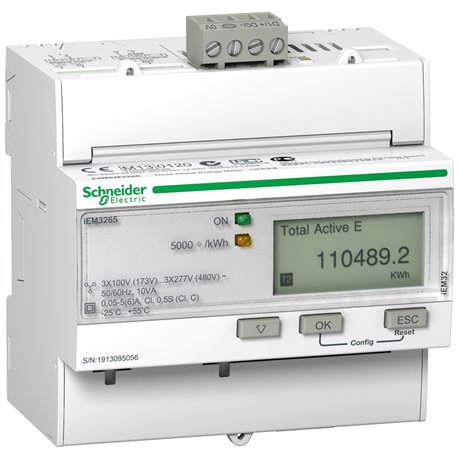 SCHNEIDER, Class 0.5s, upto 63A, iEM 3x65 DIN RAIL POWER METER