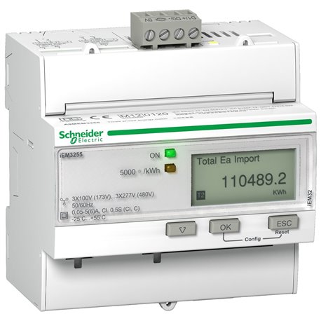 SCHNEIDER, Class 0.5s, upto 63A, iEM 3x55 DIN RAIL POWER METER