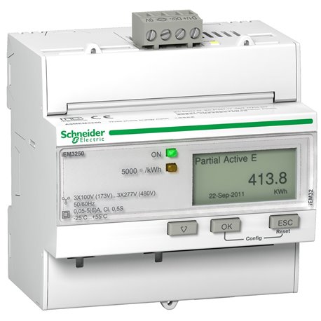 SCHNEIDER, Class 0.5s, upto 63A, iEM 3x50 DIN RAIL POWER METER