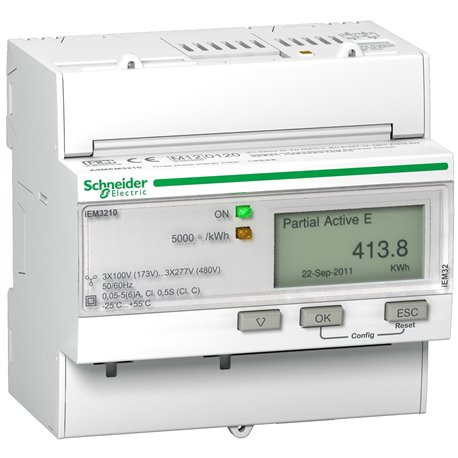 SCHNEIDER, Class 0.5s, upto 63A, iEM 3x10 DIN RAIL POWER METER