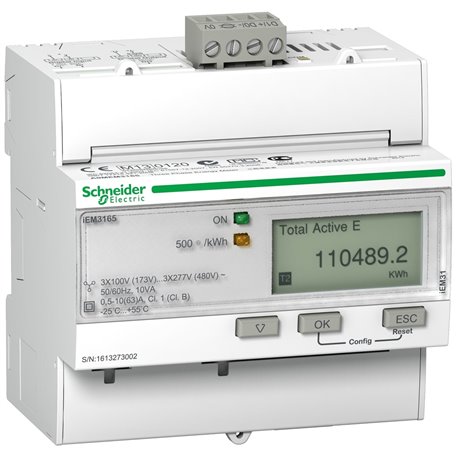 SCHNEIDER, Class 1, upto 63A, iEM 3x65 DIN RAIL POWER METER