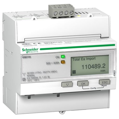 SCHNEIDER, Class 1, upto 63A, iEM 3x55 DIN RAIL POWER METER