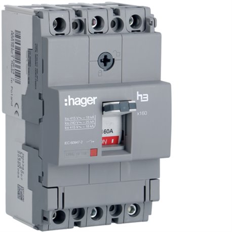 HAGER, 3 Pole, 160A, X160 MCCB