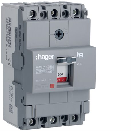 HAGER, 3 Pole, 160A, X160 MCCB