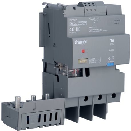 HAGER, 3 Pole, 125A, RCD with Add-on Module for X160 MCCB