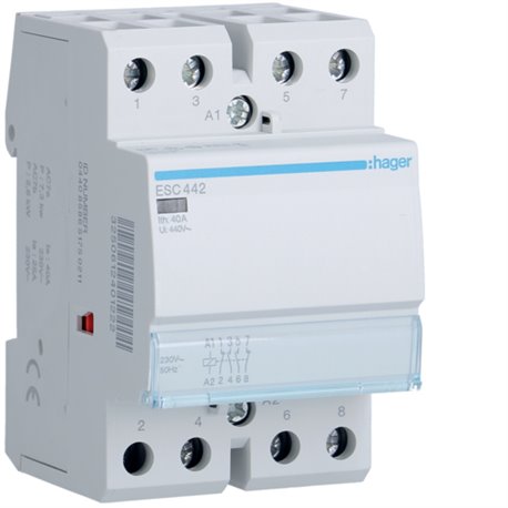 HAGER, 40A, 230V, TYPE 1, CONTACTOR