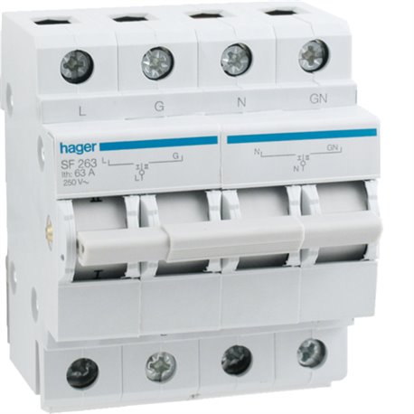 HAGER, 2 Pole, 63A, 2 Way, CENTRE OFF CHANGEOVER SWITCH