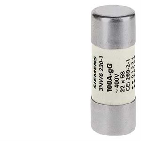 SIEMENS, 20A, Size 22 x 58, 3NW Cylindrical Fuse