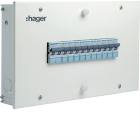 HAGER, 08 Way, SPN Single Door, novello DB