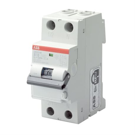 ABB, 1 POLE+N, 6A, 30mA, Type DS201 M C6 APR30 RCBO