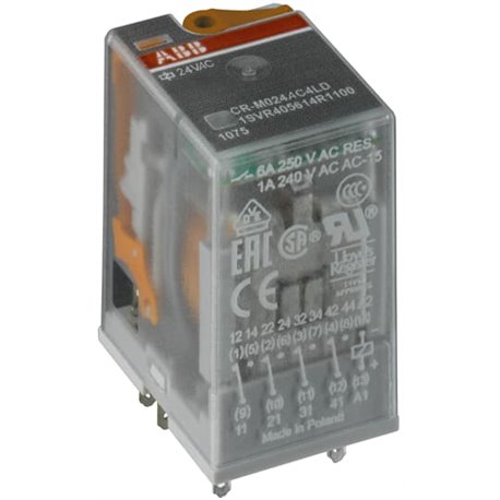 ABB, 24V AC, 2 C/O (SPDT), CR-M024AC2 PLUGGABLE INTERFACE RELAY