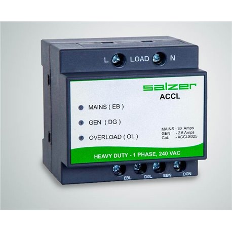 SALZER, 1 Phase, 20A Automatic Changeover with Current Limiter 